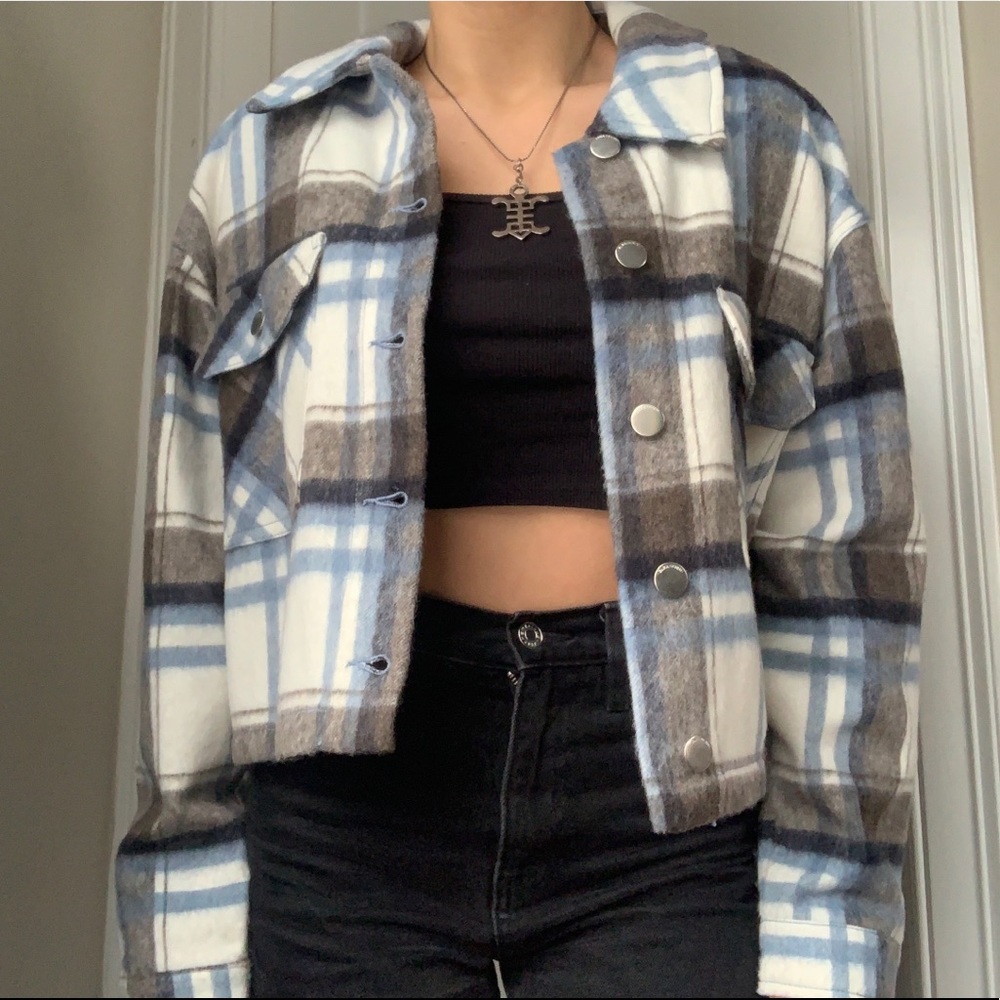 Zara plaid crop overshirt